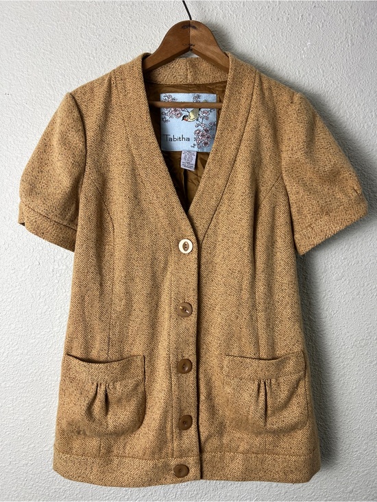 Tabitha Jackets & Blazers - Anthropologie TABITHA Jacket Cardigan Womens 10 Yellow Gold Tweed Blazer